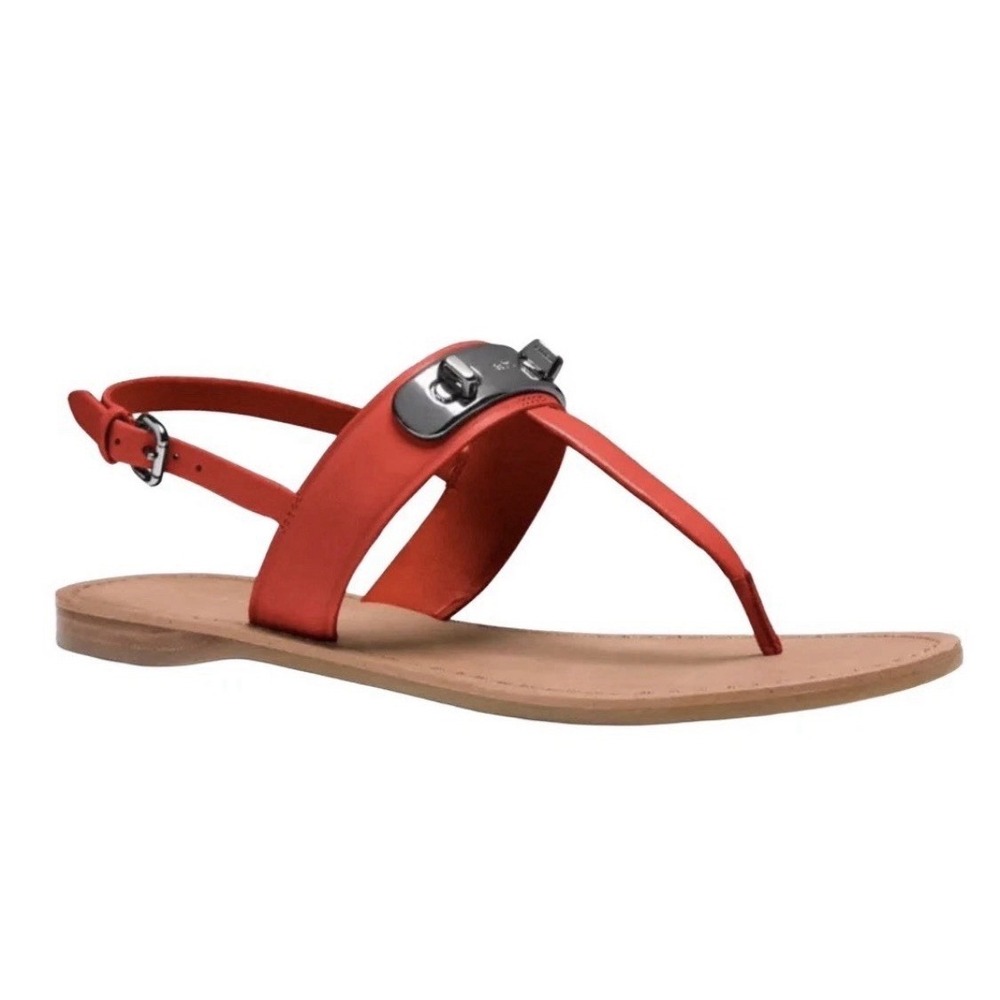 Coach Gracie Swagger Thong Sandals Burnt Orange Size 6.5 New In Box